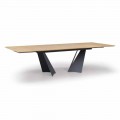 Table design extensible jusqu'à 294 cm en bois et métal Made in Italy - Nuzzo