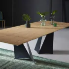 Table design extensible jusqu'à 294 cm en bois et métal Made in Italy - Nuzzo Viadurini