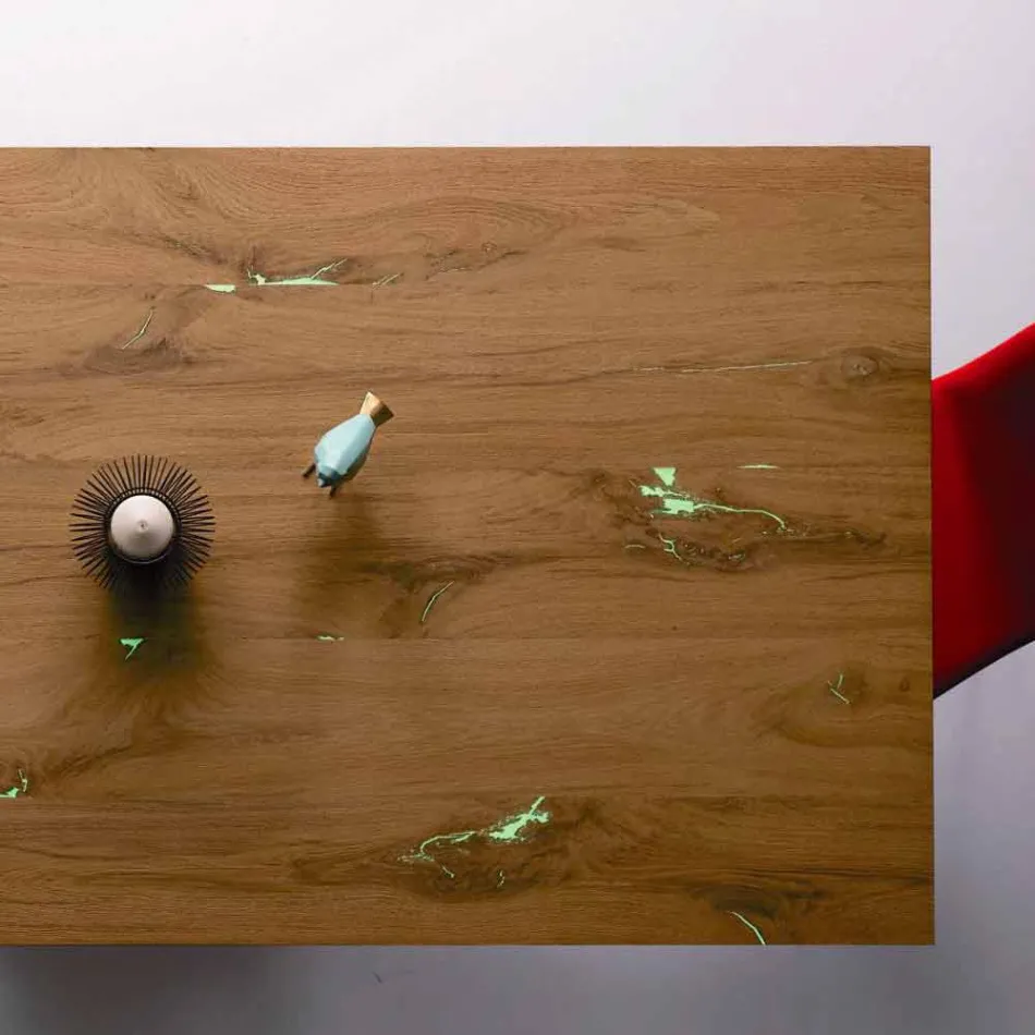 Table design extensible jusqu'à 294 cm en bois et métal Made in Italy - Nuzzo Viadurini