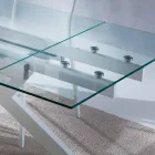 Table design extensible Mesa en métal et verre trempé Viadurini