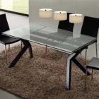 Table design extensible Mesa en métal et verre trempé Viadurini