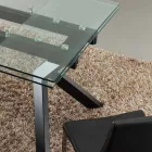 Table design extensible Mesa en métal et verre trempé Viadurini