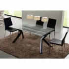 Table design extensible Mesa en métal et verre trempé Viadurini