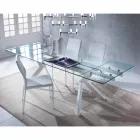 Table design extensible Mesa en métal et verre trempé Viadurini