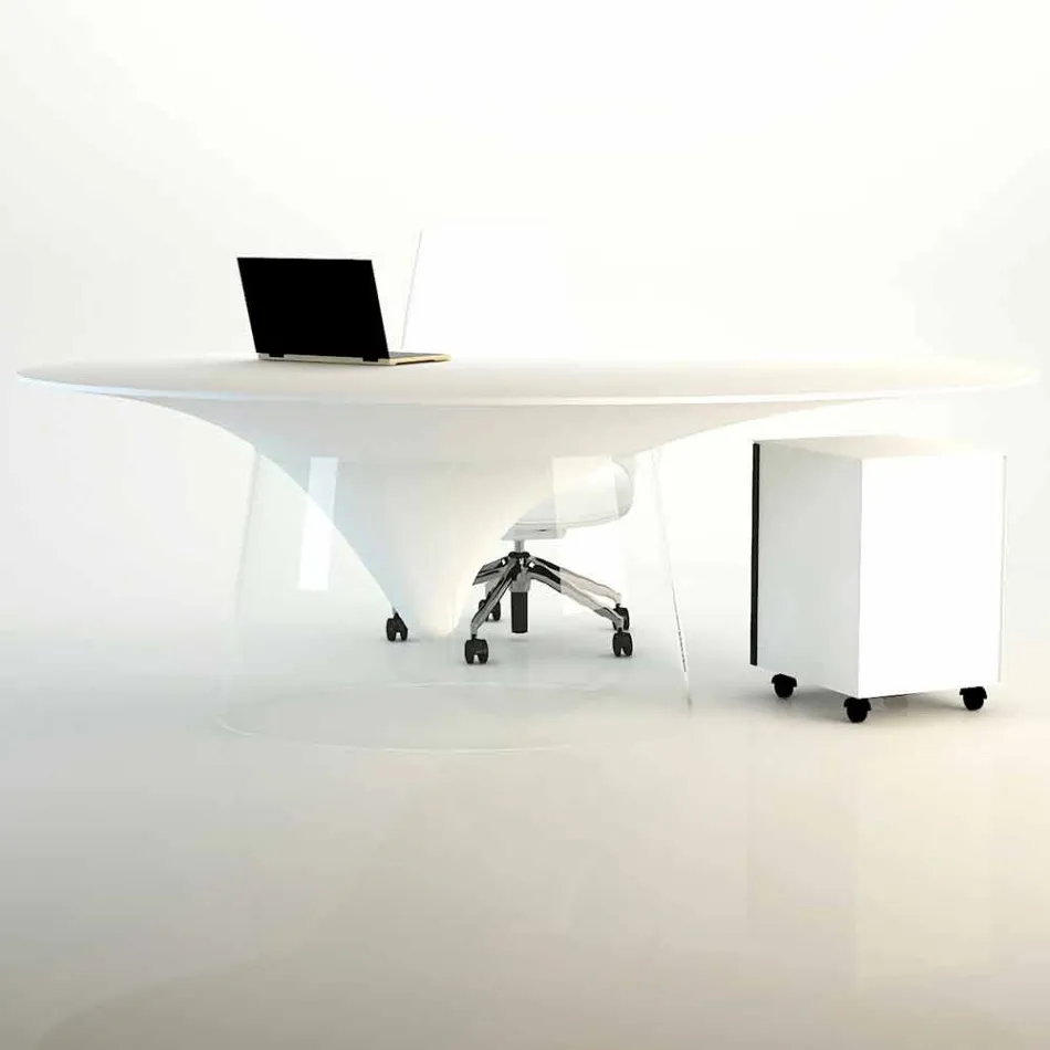 Table design avec base en cristal fabriqué en Italie, Teggiano Viadurini
