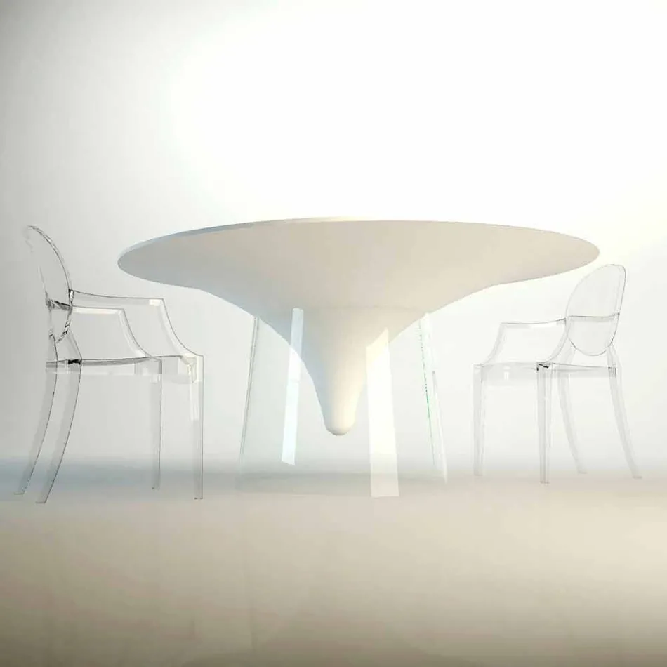 Table design avec base en cristal fabriqué en Italie, Teggiano Viadurini