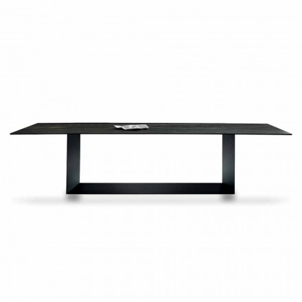 Table Design en Céramique et Métal Désir Noir Mat Fabriqué en Italie - Marron Foncé Viadurini