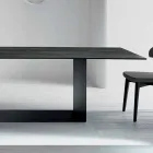 Table Design en Céramique et Métal Désir Noir Mat Fabriqué en Italie - Marron Foncé Viadurini