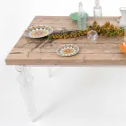 Table design en bois de sapin et plexiglas made in Italy, Castro Viadurini