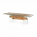 Table rectangulaire en bois de Briccola et verre Venezia