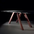 Table design en bois et acier jusqu'à 12 places fabriquée en Italie - Settimmio Viadurini
