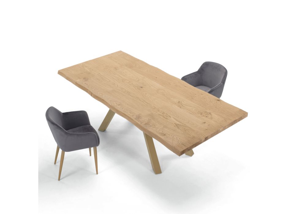 Table design en bois et acier jusqu'à 12 places fabriquée en Italie – Settimmio Viadurini