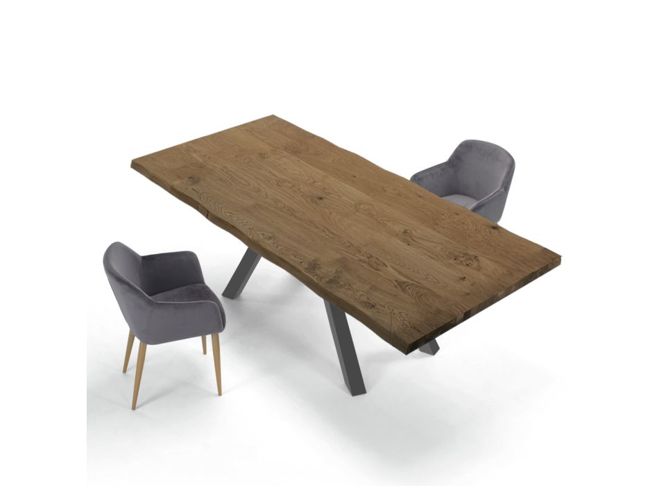 Table design en bois et acier jusqu'à 12 places fabriquée en Italie - Settimmio Viadurini