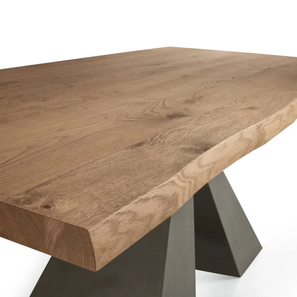 Table design en bois plaqué et acier fabriquée en Italie – Dalmata Viadurini