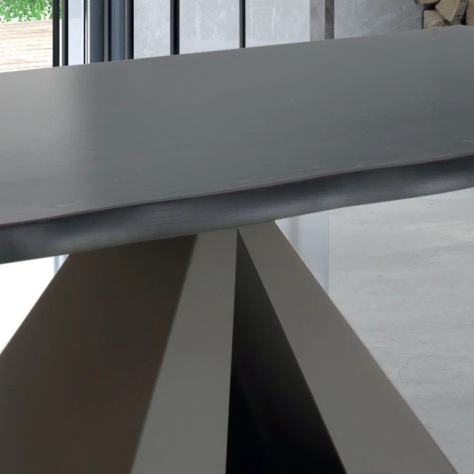 Table design en bois plaqué et acier fabriquée en Italie – Dalmata Viadurini