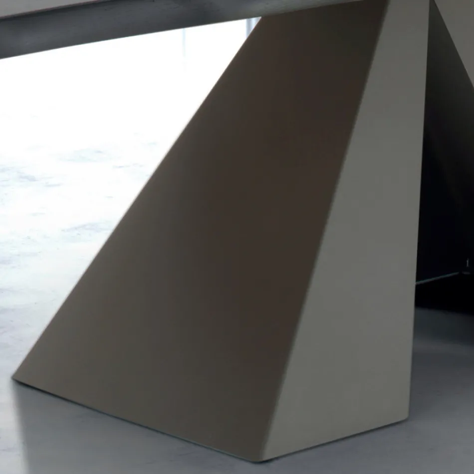 Table design en bois plaqué et acier fabriquée en Italie – Dalmata Viadurini