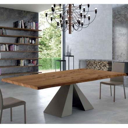 Table design en bois plaqué et acier fabriquée en Italie – Dalmata Viadurini