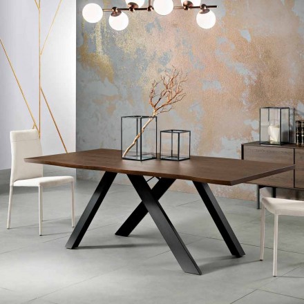 Table design en bois massif produite en Italie, Wilmer Viadurini