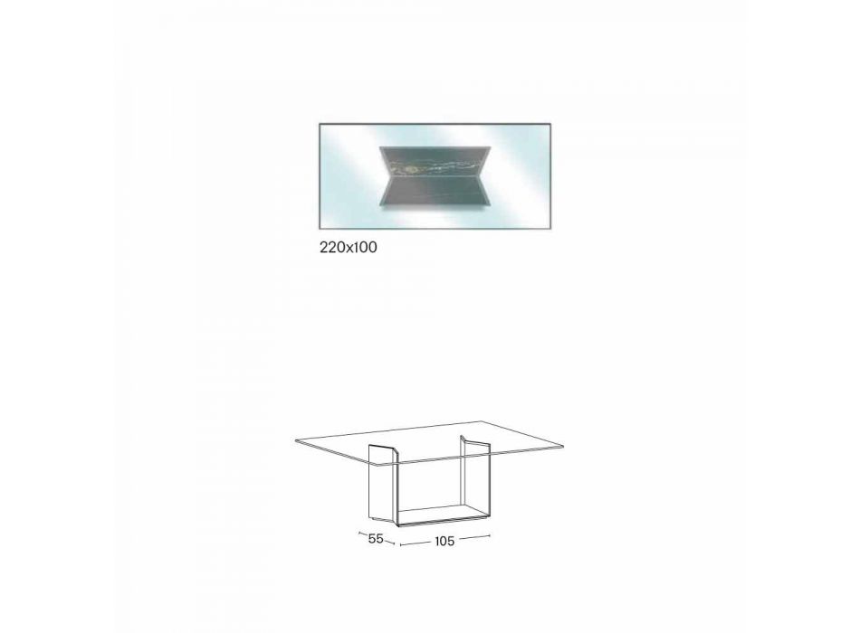 Table design en métal et marbre avec plateau en verre Made in Italy - Minera Viadurini