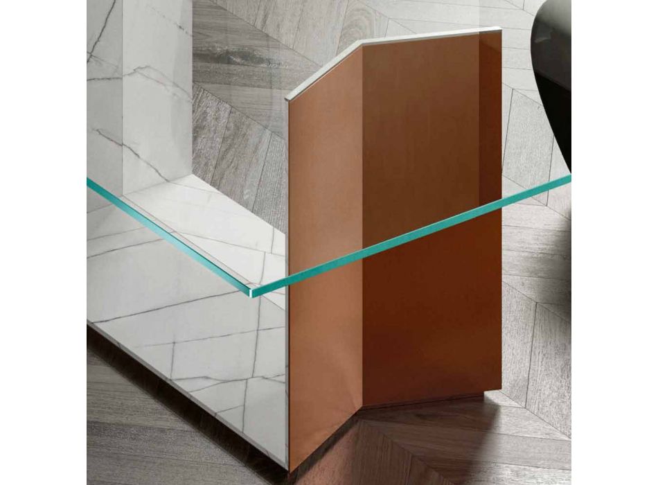 Table design en métal et marbre avec plateau en verre Made in Italy - Minera Viadurini