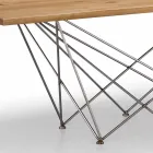 Table design moderne avec plateau en bois et base en métal, Esperia Viadurini