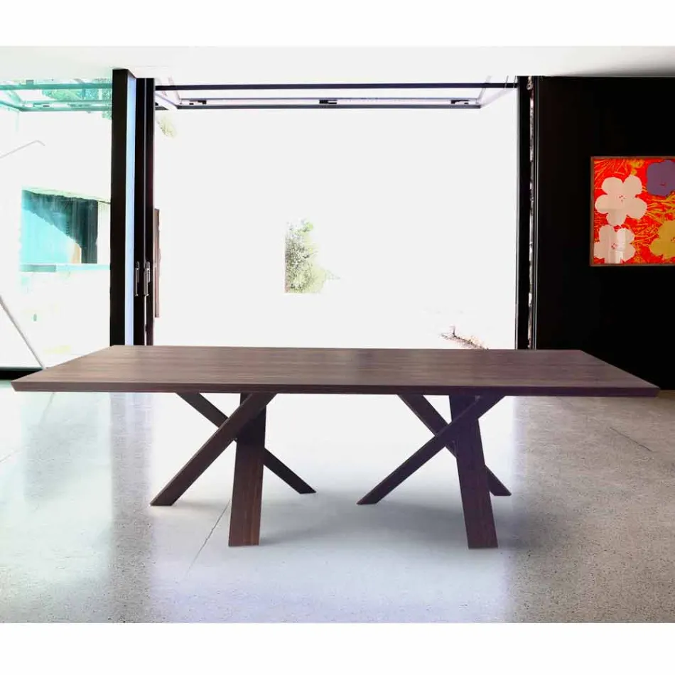 Table design moderne en bois 270x120cm fabriqué en Italie Arbre Viadurini