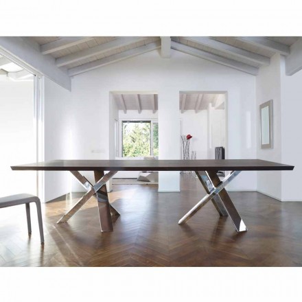 Table design moderne en bois 270x120cm fabriqué en Italie Arbre Viadurini
