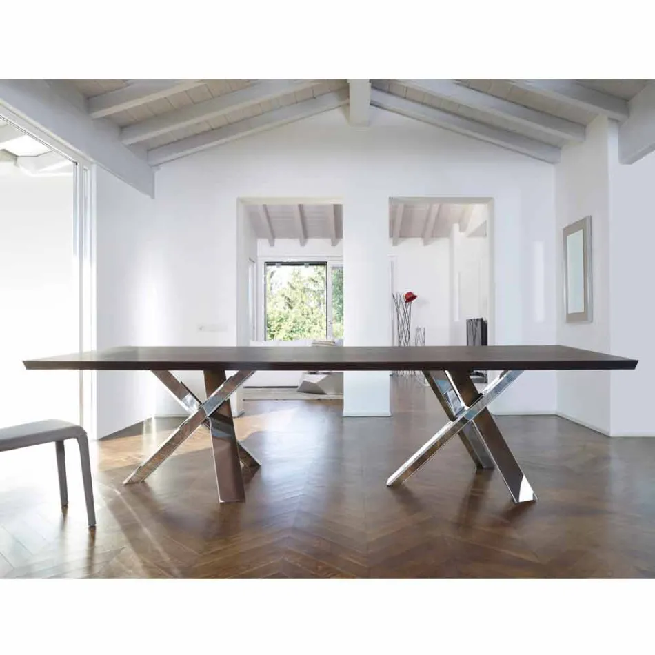 Table design moderne en bois 270x120cm fabriqué en Italie Arbre Viadurini