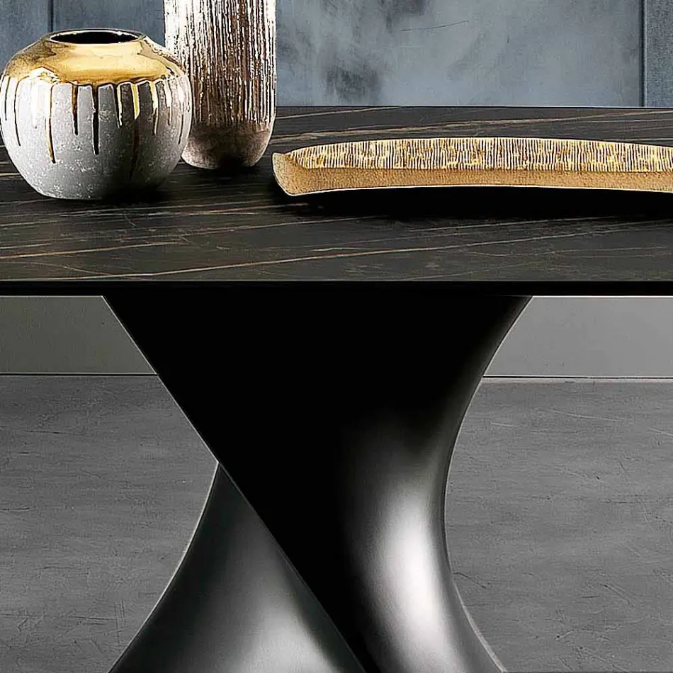 Table en verre de céramique au design moderne fabriquée en Italie, Clark Viadurini