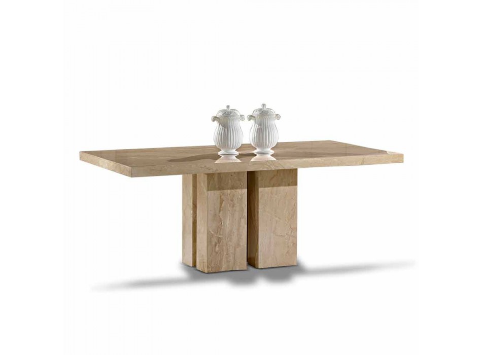 Table de luxe au design moderne, plateau en marbre Daino fabriqué en Italie - Zarino Viadurini