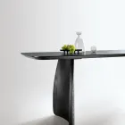 Table d'appoint effet bois avec pieds incurvés, disponible en deux tailles et différentes finitions - Argo Viadurini