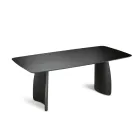 Table d'appoint effet bois avec pieds incurvés, disponible en deux tailles et différentes finitions - Argo Viadurini