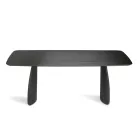 Table d'appoint effet bois avec pieds incurvés, disponible en deux tailles et différentes finitions - Argo Viadurini