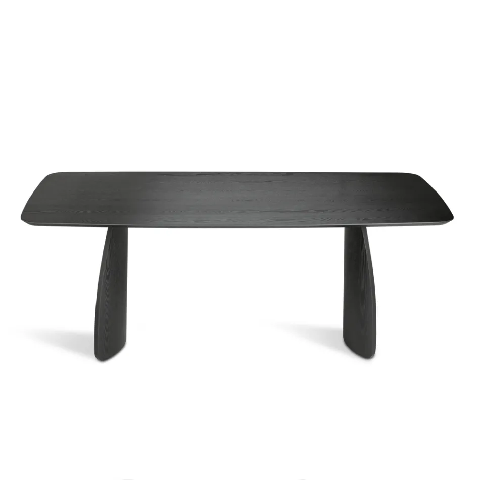 Table d'appoint effet bois avec pieds incurvés, disponible en deux tailles et différentes finitions - Argo Viadurini