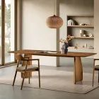 Table d'appoint effet bois avec pieds incurvés, disponible en deux tailles et différentes finitions - Argo Viadurini