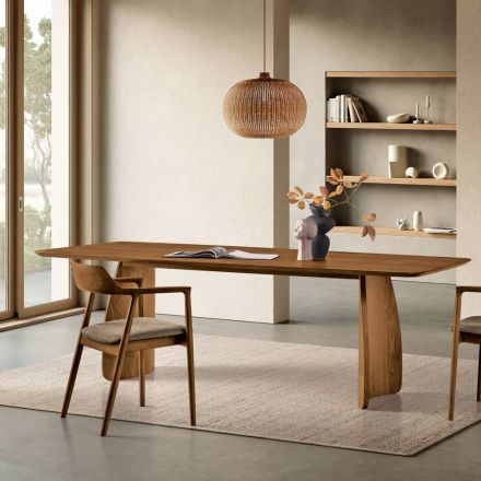 Table d'appoint effet bois avec pieds incurvés, disponible en deux tailles et différentes finitions - Argo Viadurini