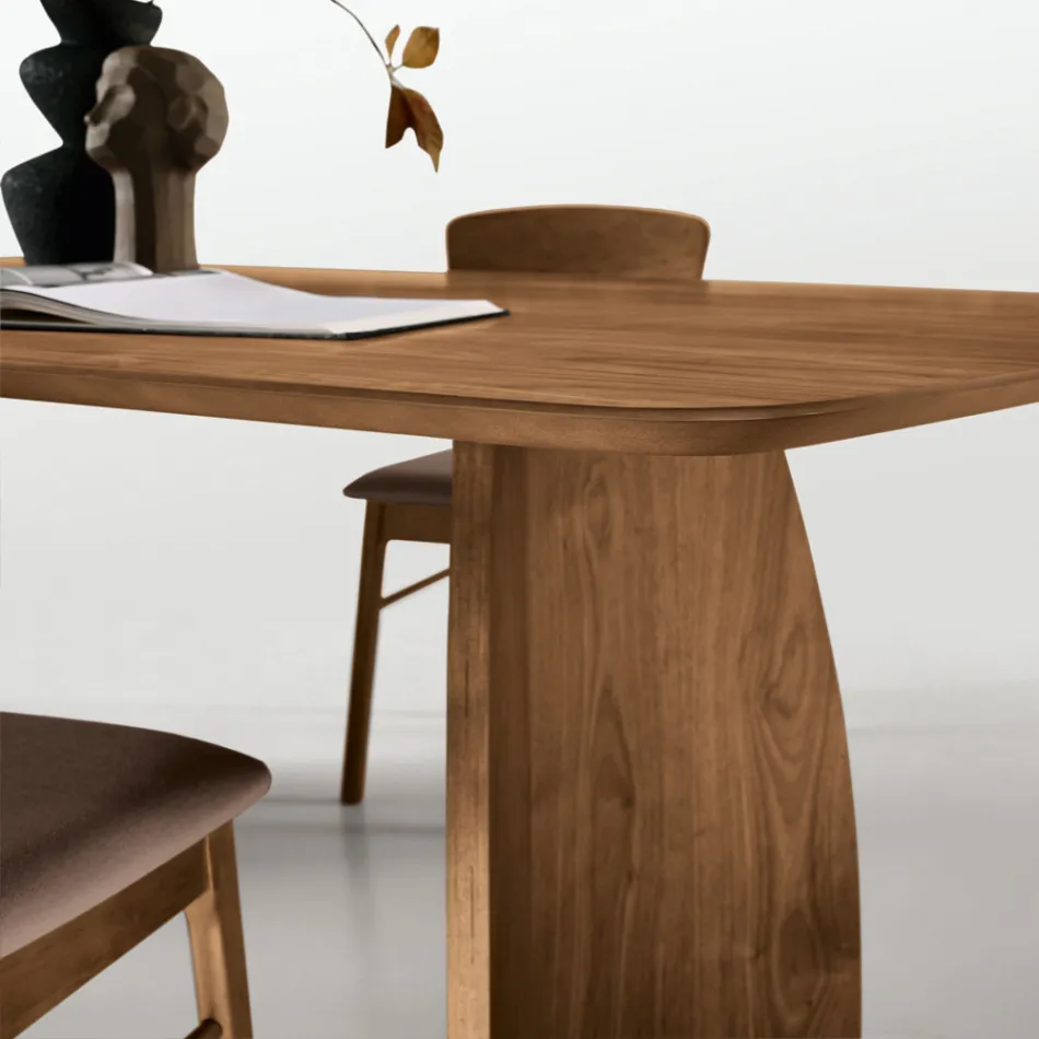 Table d'appoint effet bois avec pieds incurvés, disponible en deux tailles et différentes finitions - Argo Viadurini