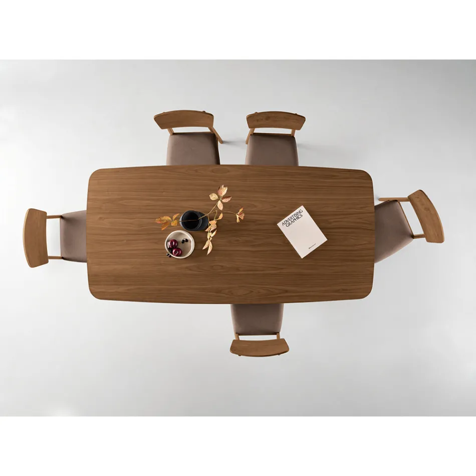 Table d'appoint effet bois avec pieds incurvés, disponible en deux tailles et différentes finitions - Argo Viadurini