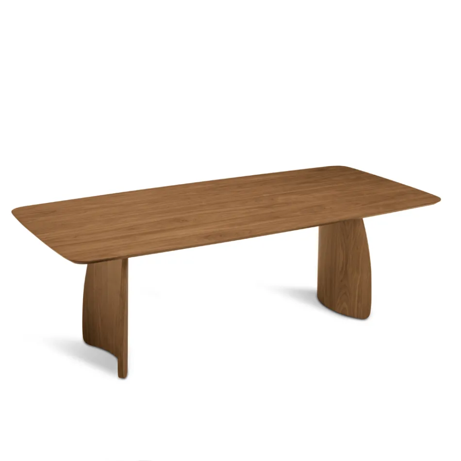 Table d'appoint effet bois avec pieds incurvés, disponible en deux tailles et différentes finitions - Argo Viadurini