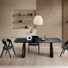Table d'appoint effet bois avec pieds incurvés, disponible en deux tailles et différentes finitions - Argo Viadurini