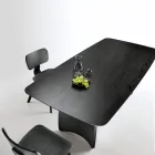 Table d'appoint effet bois avec pieds incurvés, disponible en deux tailles et différentes finitions - Argo Viadurini