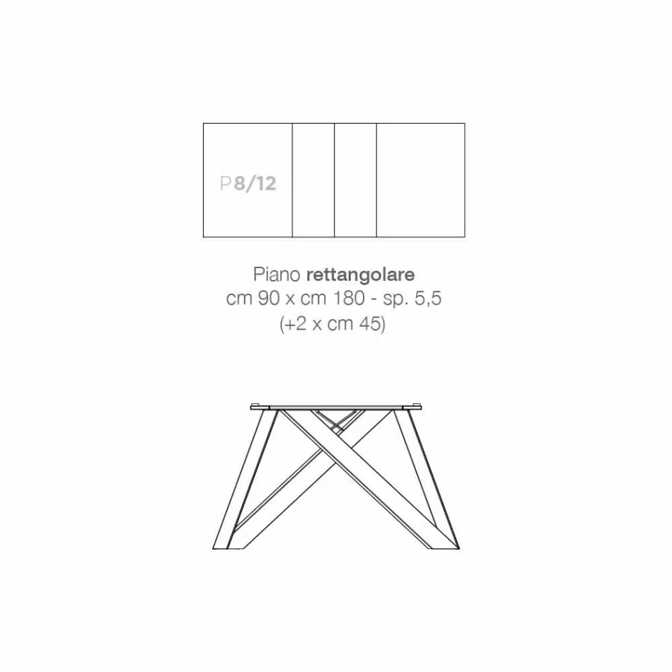 Table extensible moderne en bois de mélamine fabriqué en Italie, Wilmer Viadurini