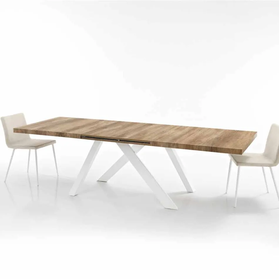 Table extensible moderne en bois de mélamine fabriqué en Italie, Wilmer Viadurini