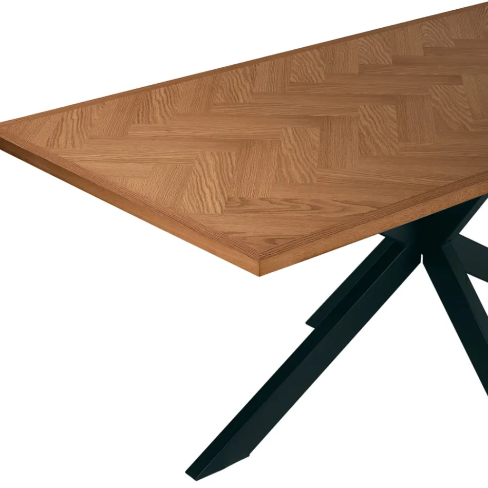 Table fixe 180x90 cm en chêne et piètement en fer - Lega Viadurini