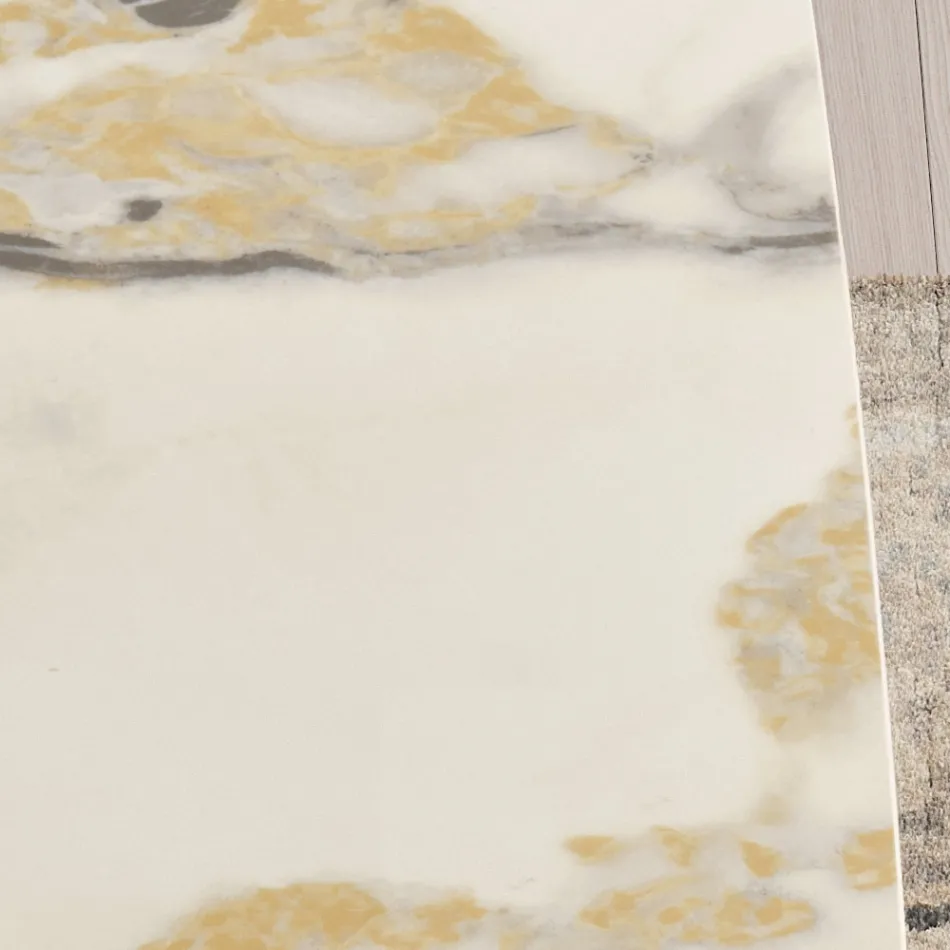 Table fixe 210x110 cm avec plateau en céramique effet marbre - Tano Viadurini