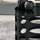 Table fixe 210 x 110 cm avec plateau en verre fumé lisse, fabriquée en Italie - Tano Viadurini