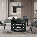 Table fixe 210 x 110 cm avec plateau en verre fumé lisse, fabriquée en Italie - Tano