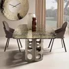 Table fixe 210 x 110 cm avec plateau en verre martelé, fabriquée en Italie - Tano Viadurini