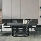 Table fixe 210 x 110 cm avec plateau en verre martelé, fabriquée en Italie - Tano Viadurini