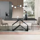 Table fixe 210 x 110 cm avec plateau en verre cannelé et piètement en métal - Adriano Viadurini